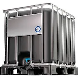 IBC Container, 1000 Liter, UN-Zulassung, UV-Schutz, DN 50 Auslaufventil, auf Kunststoffpalette, B 1200 x T 1000 x H 1136 mm, schwarz