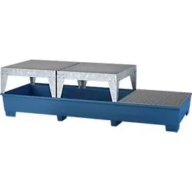 IBC-Station ASECOS, Stahl, mit Gitterrost, 2 Abfüllböcken u. Staplerschuhen, 1000 l Auffangvolumen, B 3280 x T 1300 x H 820 mm, lackiert
