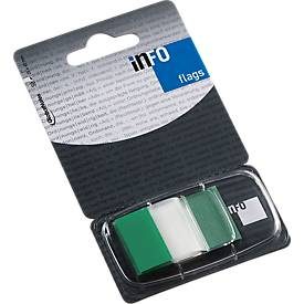INFO Flags Haftnotizen, 25 mm x 43 mm, 50 Blatt, grün transparent