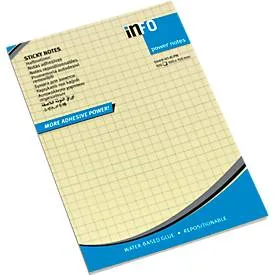 inFO Power Notes Haftnotizen, 100 x 150 mm, 100 Blatt pro Block, 12 Blöcke, kariert, gelb
