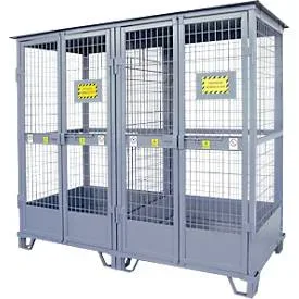 Justrite Gasflaschenlager, verzinkt, abschliessbar, bis 18/24 Gasflaschen, B 2100 x H 2300 x T 960 mm, 310 kg, stahlgrau