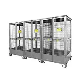Justrite Gasflaschenlager, verzinkt, abschliessbar, bis 27/36 Gasflaschen, B 2100 x H 3500 x T 960 mm, 300 kg, stahlgrau