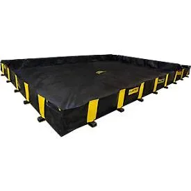 Justrite Leckage Faltwanne, befahrbar, L 6100 x B 4900 x H 305 mm, bis 9047 L, schwarz