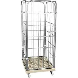 Kunststoff-Rollplatte mit 2 Seitengittern, 1 Rückwand, 1 Vorderwand, grau RAL 7032