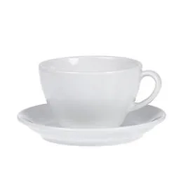 Kaffeetassen-Set BISTRO, 6 Tassen & Untertassen, jeweils 0,2 l, H 65 mm, Porzellan, weiss