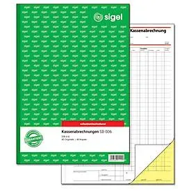 Kassenabrechnung Sigel SD006, selbstdurchschreibend, DIN A4, 2 x 40 Blatt