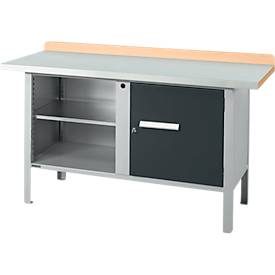 Kastenwerkbank Schäfer Shop Select PWi 150-1, Buche Multiplexplatte, mit Stahlabdeckung, bis 750 kg, B 1500 x T 700 x H 840 mm, Anthrazit