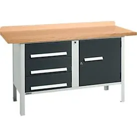 Kastenwerkbank Schäfer Shop Select PWi 150-4, Buche Multiplexplatte, bis 750 kg, B 1500 x T 700 x H 840 mm, Anthrazit