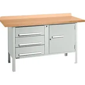 Kastenwerkbank Schäfer Shop Select PWi 150-4, Buche Multiplexplatte, bis 750 kg, B 1500 x T 700 x H 840 mm, Lichtgrau