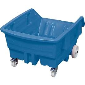 Kippwagen, Polyethylen, blau, B 1170 x T 1590 x H 1100 mm, 1000 l, Schüttkanthöhe 670 mm, bis 250 kg