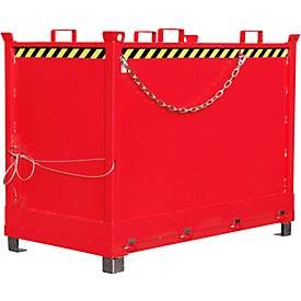 Bauer® Klappbodenbehälter, 3-fach stapelbar, lackiert, Volumen 2 m³, RAL 3000 feuerrot