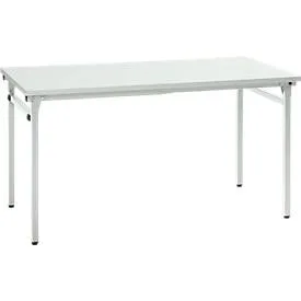 Klapptisch, stabiles 4-Fussgestell mit Spezial-Klappbeschlag, B 1400 x T 700 x H 725 mm, lichtgrau/lichtgrau