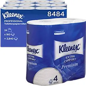 Kleenex Standard Toilettenpapier 4-lagig 8484CASE 24 Rollen à 160 Blatt