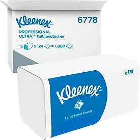 Kleenex Mainline Falthandtücher V-falz Weiss 2-lagig 6778 15 Pack à 124 Blatt