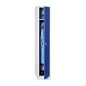 Kleiderspind, B 300 x H 1800 mm, lichtgrau/enzianblau RAL 7035/5010, Drehriegelverschluss