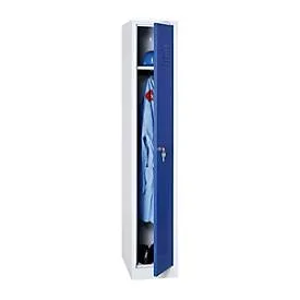 Kleiderspind, B 300 x H 1800 mm, lichtgrau/enzianblau RAL 7035/5010, Zylinderschloss