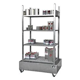 Bauer® Kleingebinderegal mit Auffangwanne 3021-4E, verzinkt