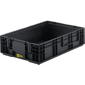 Kleinladungsträger RL-KLT 6047 ESD, Kunststoff, B 600 x T 400 mm, bis 20 kg, schwarz ableitend