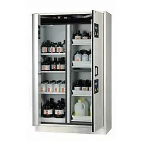 Kombi-Sicherheitsschrank Typ 30 asecos K-PHOENIX-30, Flügel- und Falttüren mit Türfeststellanlage, Front Lichtgrau, B 1202 x T 598 x H 1968 mm