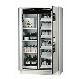 Kombi-Sicherheitsschrank Typ 30 asecos K-PHOENIX-30, Flügel- und Falttüren mit Türfeststellanlage, Front Lichtgrau, B 1202 x T 599 x H 1968 mm
