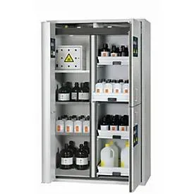 Kombi-Sicherheitsschrank Typ 90 asecos K-PHOENIX-90, Flügel- und Falttüren mit Türfeststellanlage, Front Lichtgrau, B 1197 x T 617 x H 1969 mm