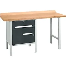 Kombiwerkbank Schäfer Shop Select PWi 150-2, Buche Multiplexplatte, bis 750 kg, B 1500 x T 700 x H 840 mm, Anthrazit