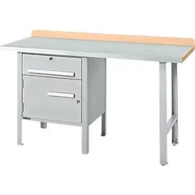 Kombiwerkbank Schäfer Shop Select PWi 150-2, Buche Multiplexplatte, mit Stahlabdeckung, bis 750 kg, B 1500 x T 700 x H 840 mm, Weissaluminium