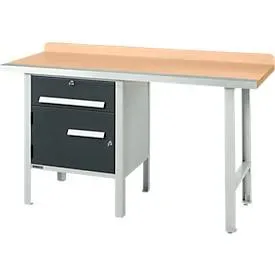 Kombiwerkbank Schäfer Shop Select PWi 150-2, Buche Multiplexplatte, mit Stahlkante, bis 750 kg, B 1500 x T 700 x H 840 mm, Anthrazit