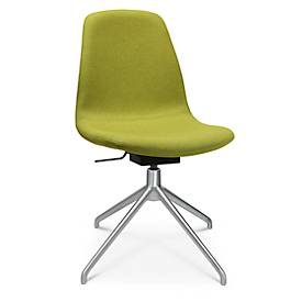 Konferenzsessel Topstar Sitness Life 1.1, dreh-/sitzhöhenverstellbar, ohne Armlehnen, B 460 x T 390 x H 450-480 mm, 4-Fussgestell, Alu matt & Stoff, gelb