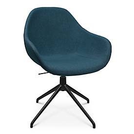 Konferenzsessel Topstar Sitness Life 2.0, dreh-/sitzhöhenverstellbar, Armlehnen, B 450 x T 460 x H 440-470 mm, 4-Fussgestell, Alu schwarz-matt & Stoff, petrol