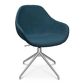 Konferenzsessel Topstar Sitness Life 2.0, dreh-/sitzhöhenverstellbar, Armlehnen, B 450 x T 390 x H 440-470 mm, 4-Fussgestell, Alu matt & Stoff, petrol
