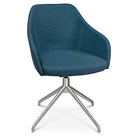 Konferenzsessel Topstar Sitness Life 2.1, dreh-/sitzhöhenverstellbar, Armlehnen, B 350-480 x T 460 x H 460-490 mm, 4-Fussgestell, Alu matt & Stoff, petrol