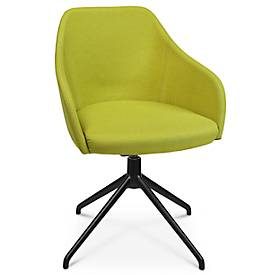 Konferenzsessel Topstar Sitness Life 2.1, dreh-/sitzhöhenverstellbar, Armlehnen, B 350-480 x T 460 x H 460-490 mm, 4-Fussgestell, Alu schwarz-matt & Stoff, gelb