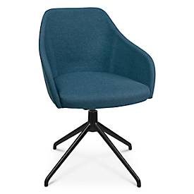 Konferenzsessel Topstar Sitness Life 2.1, dreh-/sitzhöhenverstellbar, Armlehnen, B 350-480 x T 460 x H 460-490 mm, 4-Fussgestell, Alu schwarz-matt & Stoff, petrol