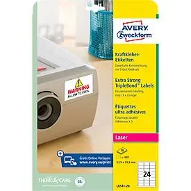 AVERY Zweckform L6141-20 Etiketten A4 Weiss 63,5 x 33,9 mm 20 Blatt à 24 Etiketten