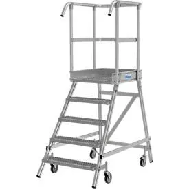 KRAUSE® STABILO fahrbare Podestleiter, einseitig begehbar, Profilrost R13, 5 Stufen