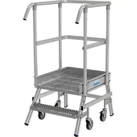 KRAUSE® STABILO fahrbare Podestleiter, einseitig begehbar, Profilrost R13, 2 Stufen