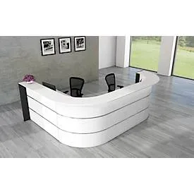 L-Theke Faro, 4-Elemente, 90° Winkel, melaminharzbeschichtet, ABS-Kanten, B 3250 x T 2320 H 1120 mm, weiss/anthrazit