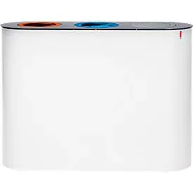 Lune Abfalltrennsystem Split, verzinkter Stahl, 3 Abfallströme, 38 l, farbige Ablaufringe, B 980 x T 300 x H 710 mm, weiss/anthrazit