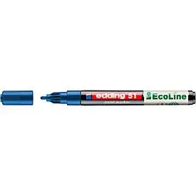 Lackmarker Edding 51 EcoLine, Schreibfarbe Blau, Rundspitze, Strichstärke 1-2 mm, mit Kappe, wasserbasiert, nachfüllbar, 10 Stück