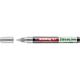 Lackmarker Edding 51 EcoLine, Schreibfarbe Silber, Rundspitze, Strichstärke 1-2 mm, mit Kappe, wasserbasiert, nachfüllbar, 10 Stück
