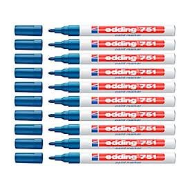 Lackmarker EDDING 751, 10 Stück, Rundspitze, Strichbreite 1-2 mm, blau, 10 Stück