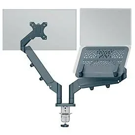 LEITZ Monitorarm ERGO 6538-00-89 grau, inkl. Laptophalter