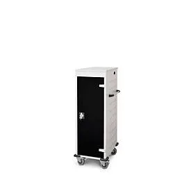 Laptopwagen mit Ladefunktion, 2-Punkt-Verriegelung, CH-Stecker, Feststellbremse, 10 Fächer, B 530 x T 1250 x H 500, schwarz