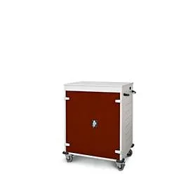 Laptopwagen mit Ladefunktion, 2-Punkt-Verriegelung, CH-Stecker, Feststellbremse, 16 Fächer, B 920 x T 500 x H 1060, braun