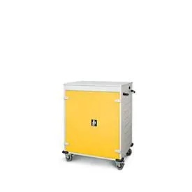 Laptopwagen mit Ladefunktion, 2-Punkt-Verriegelung, CH-Stecker, Feststellbremse, 16 Fächer, B 920 x T 500 x H 1060, gelb