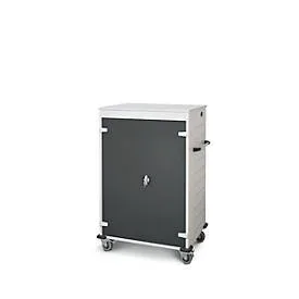 Laptopwagen mit Ladefunktion, 2-Punkt-Verriegelung, CH-Stecker, Feststellbremse, 20 Fächer, B 920 x T 500 x H 1250, anthrazit