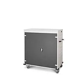 Laptopwagen mit Ladefunktion, 2-Punkt-Verriegelung, CH-Stecker, Feststellbremse, 30 Fächer, B 1310 x T 500 x H 1250, anthrazit