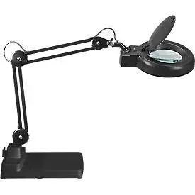 LED-Lupenleuchte MAULvisio, Leistung 8 W, 1200 lm, 3-Dioptrien-Linse, drehbarer Standfuss, schwarz