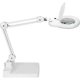 LED-Lupenleuchte MAULvisio, Leistung 8 W, 1200 lm, 3-Dioptrien-Linse, drehbarer Standfuss, weiss